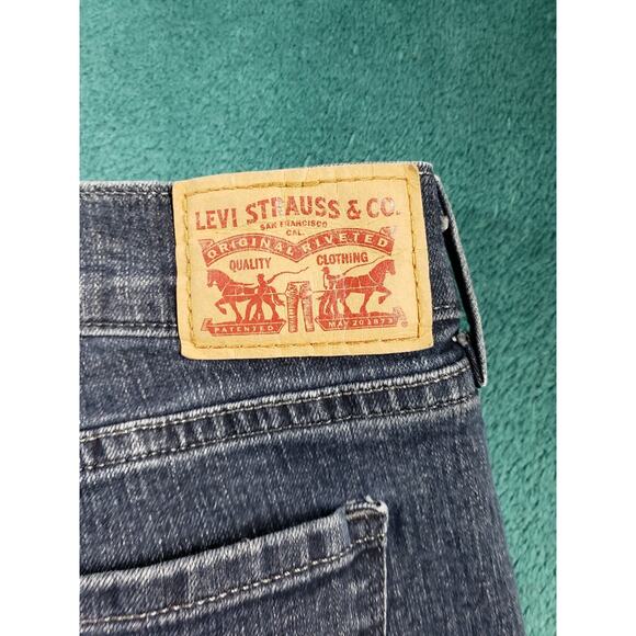 Levis 505 Jeans Size 14 Womens Blue Stretch Pants Denim Mid Rise Straight - Picture 14 of 15